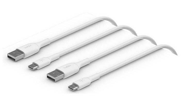 Buy Belkin USB C to USB A Twin Pack 1m Cables White Mobile phone chargers Argos