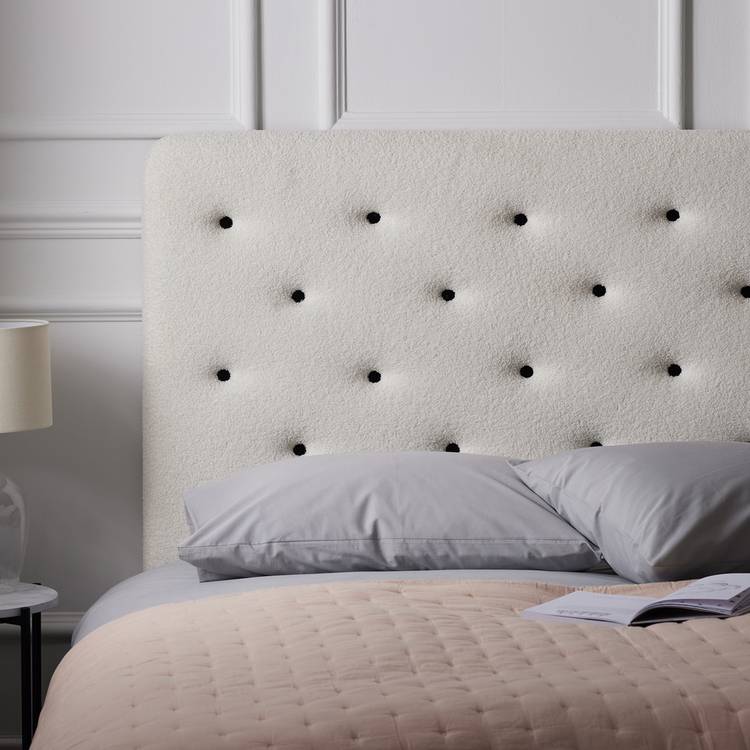 Habitat Cassie Boucle Double Headboard - White 0