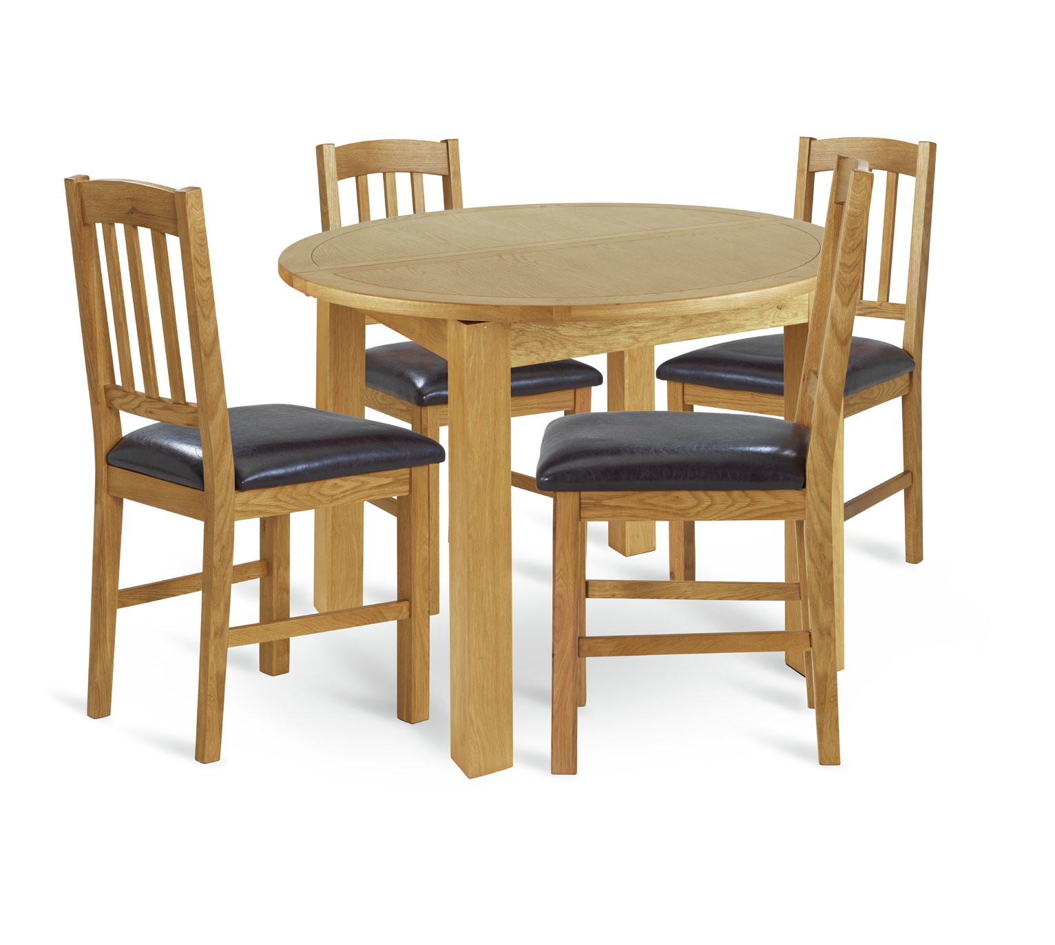 Argos Home Ashwell Oak Extending Table & 4 Oak & Black Chair