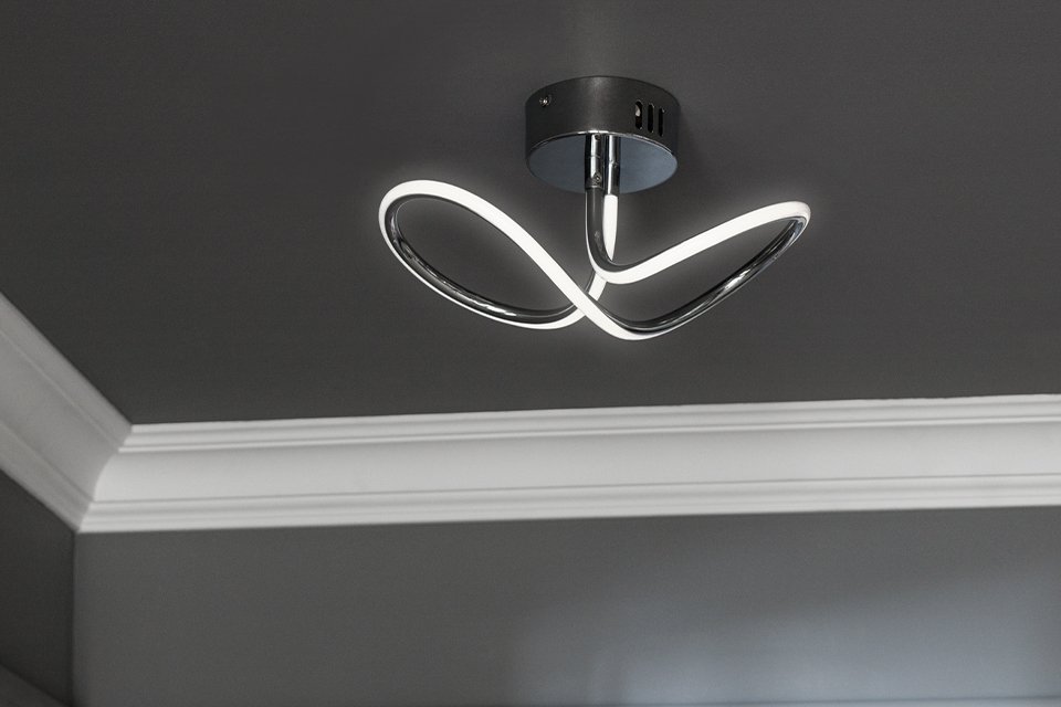 Chrome LED ceiling light.