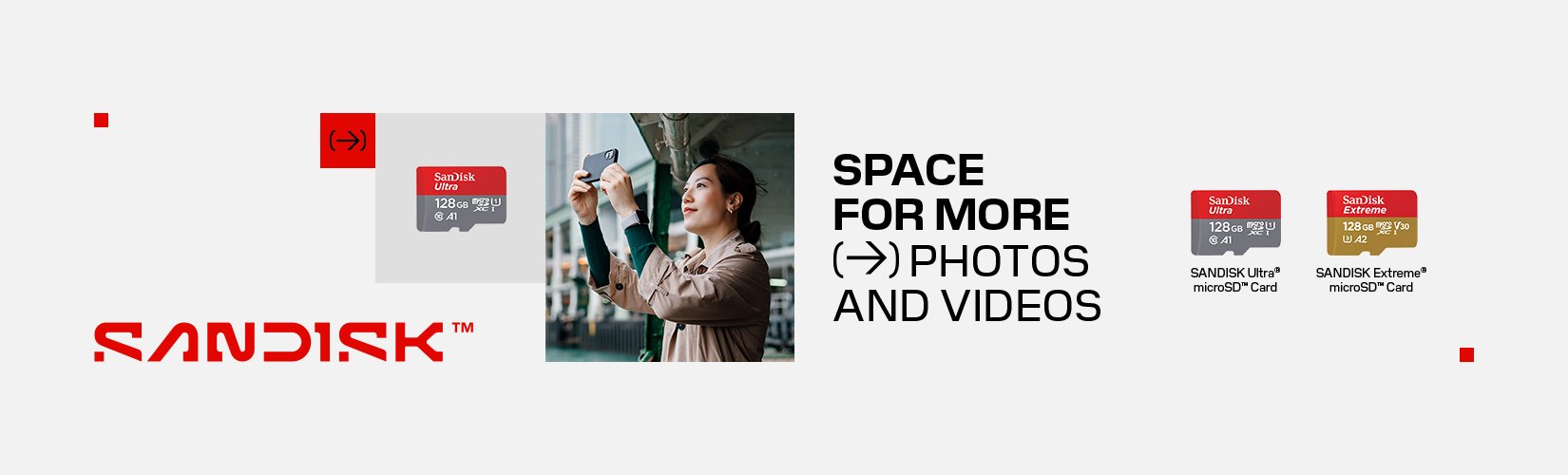 Sandisk™. Space for more photos and videos.