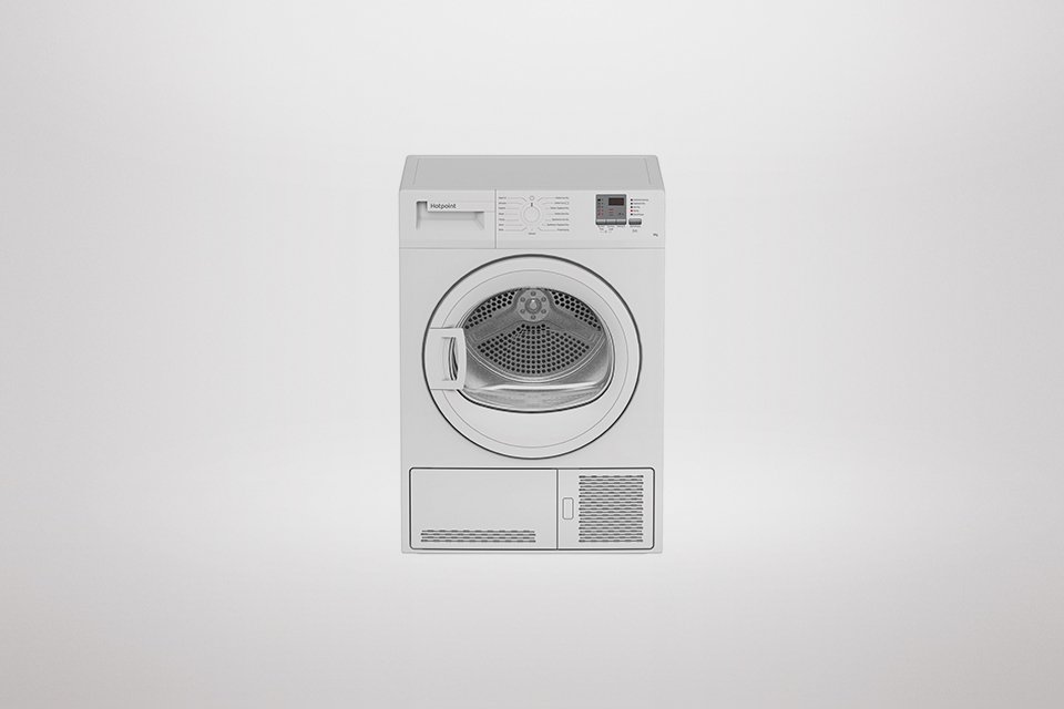 Hotpoint CHDC92WWGDUK 9kg condenser tumble dryer in white.