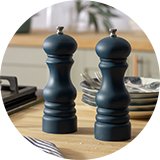 Salt and pepper mills.