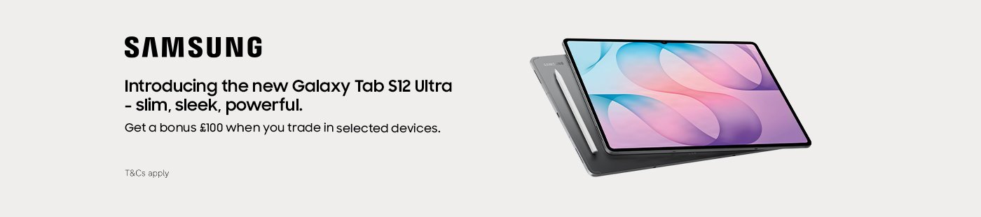 Samsung. Introducing the new Galaxy Tab S12 Ultra - slim, sleek, powerful. Get a bonus £100 when you trade in selected devices.