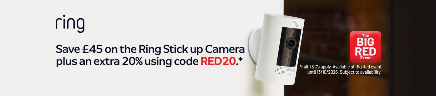 The Big Red Event. Ring. Save £45 on the Ring stick up camera plus an extra 20% using RED20.*