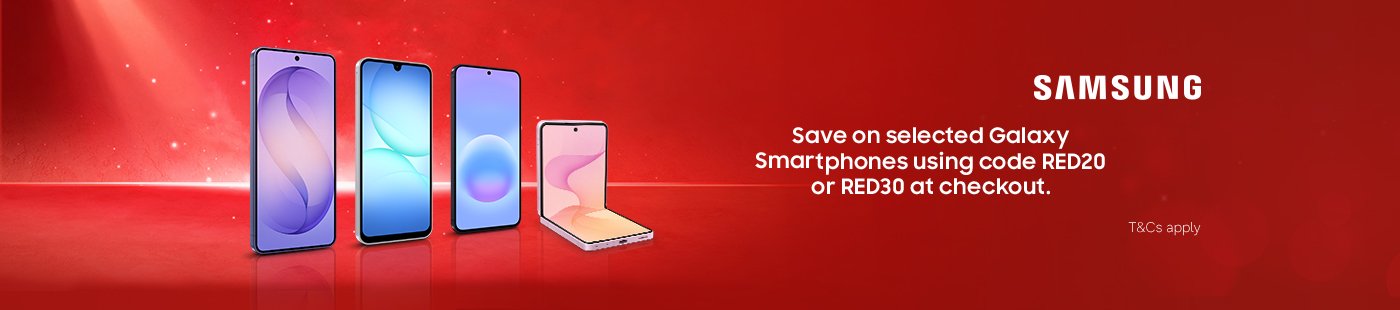 The Big Red Event. Samsung. Save on selected Galaxy smartphones using code RED20 or RED30 at checkout.