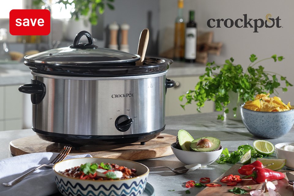 Save 25% on selected crockpot appliances. With code CROCK25.