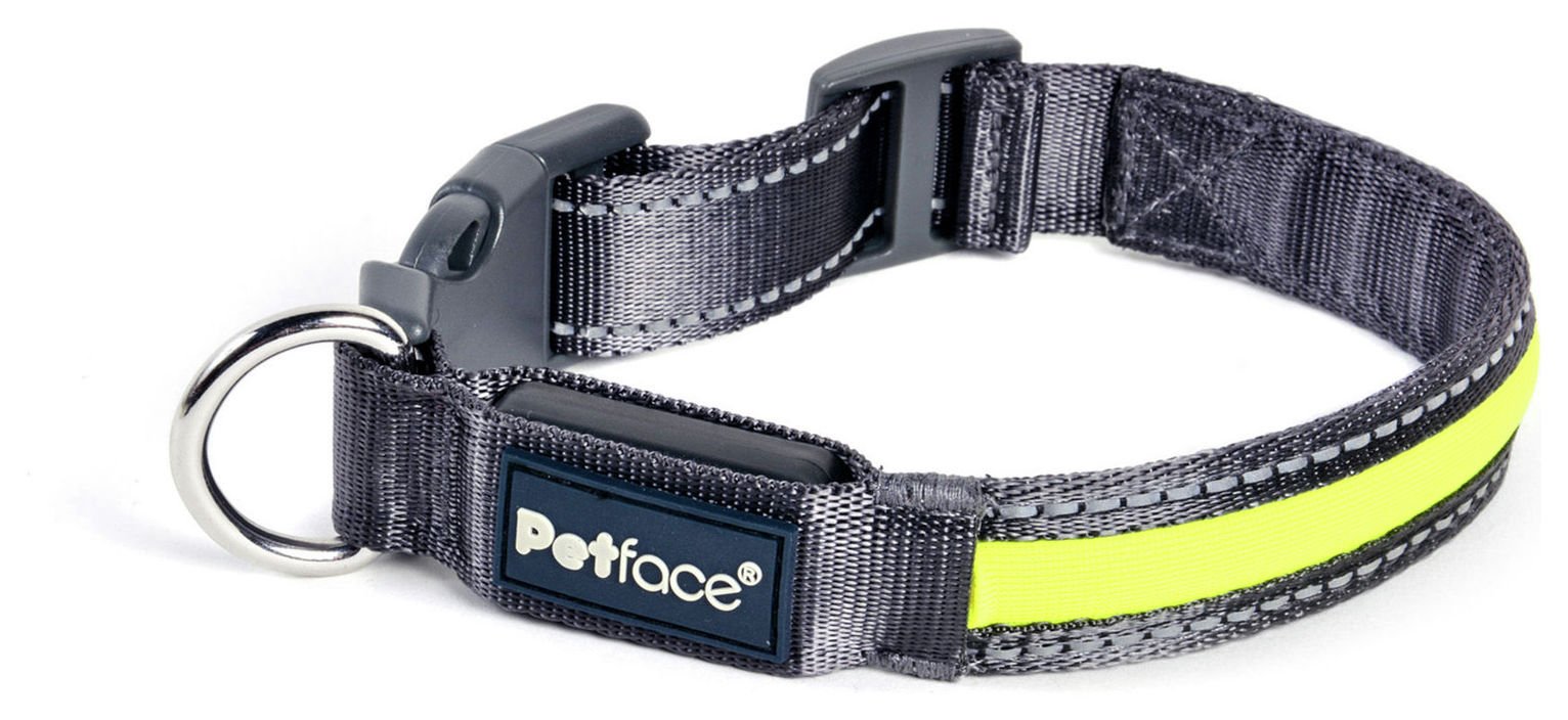 Petface Black Outdoor Paws Flashing Dog Collar - Small