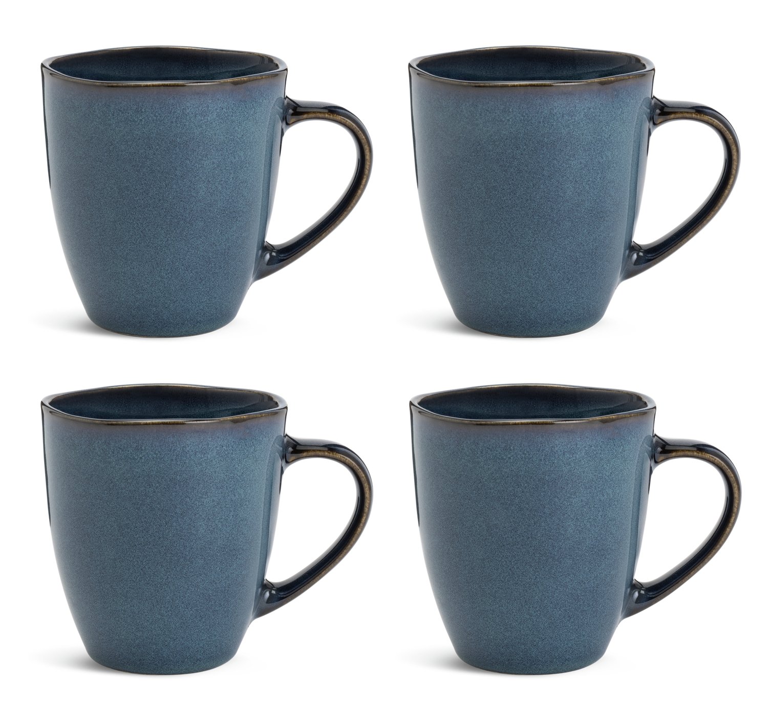 Habitat Set of 4 Reactive Stoneware Mugs - Navy