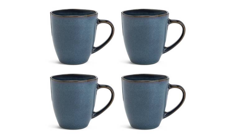 Buy Habitat Set of 4 Reactive Stoneware Mugs - Navy | Mugs and cups ...