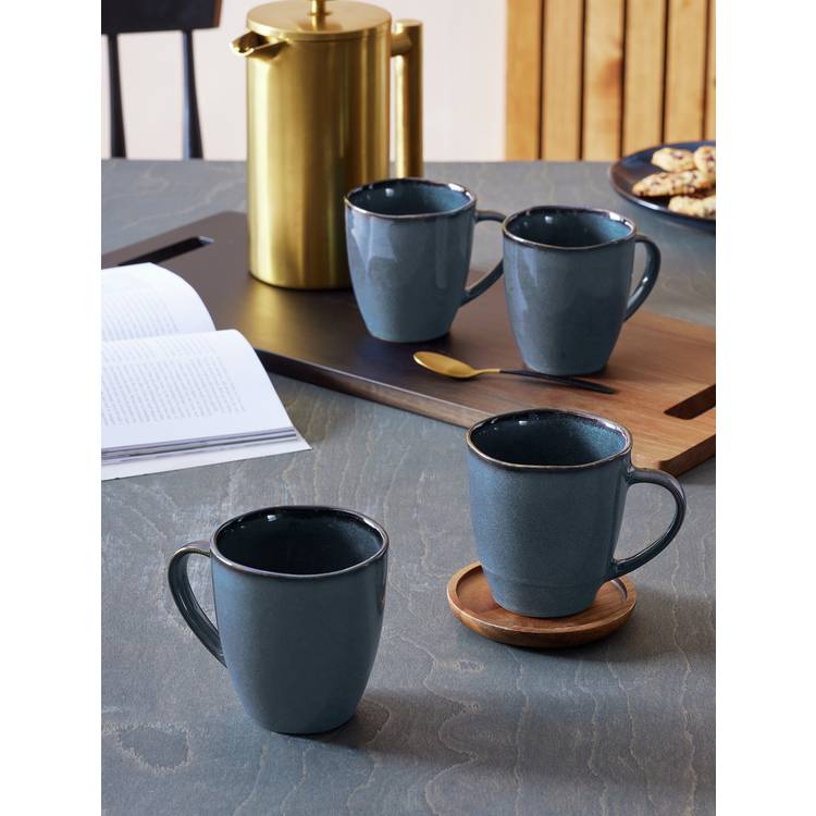 Habitat Set of 4 Reactive Stoneware Mugs - Navy 0