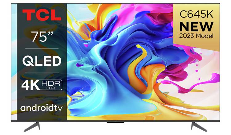 TCL 75 Inch 75C645K Smart 4K Ultra HD HDR QLED Android TV