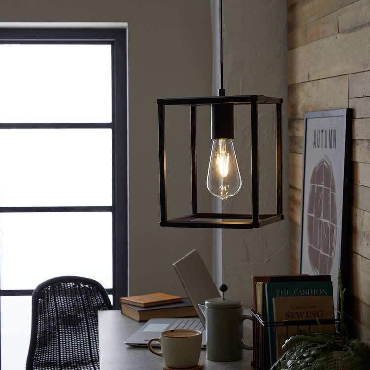 Argos Home Carriage Metal Pendant Light - Matt Black 0