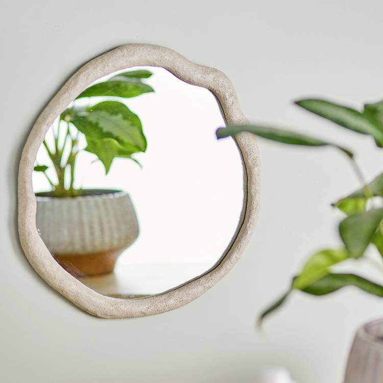 Bloomingville Cream Decorative Irregular Wall Mirror-41x38cm 0