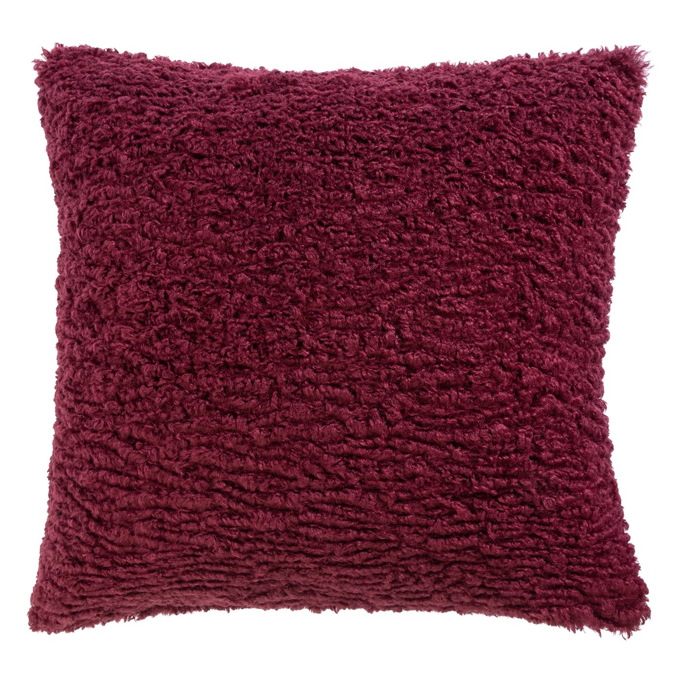 Habitat Plain Faux Shearling Cushion - Plum - 50x50cm 