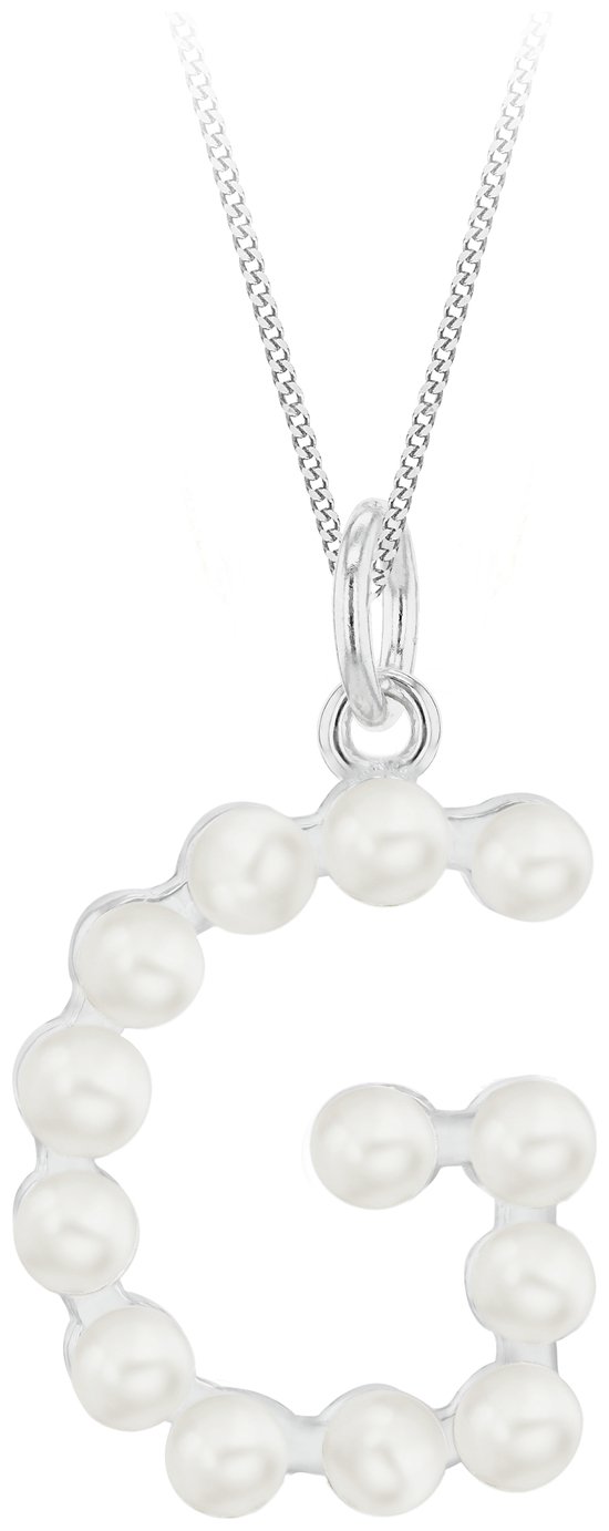 Revere Sterling Silver G Initial Freshwater Pearl Pendant 