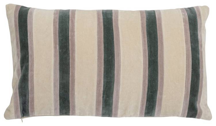 Bloomingville Striped Cushion - White & Green - 35X60cm