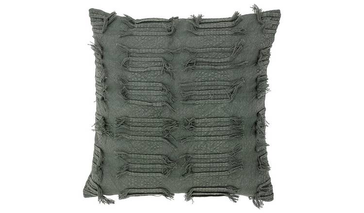 Bloomingville Fringed Cushion - Green - 45x45cm