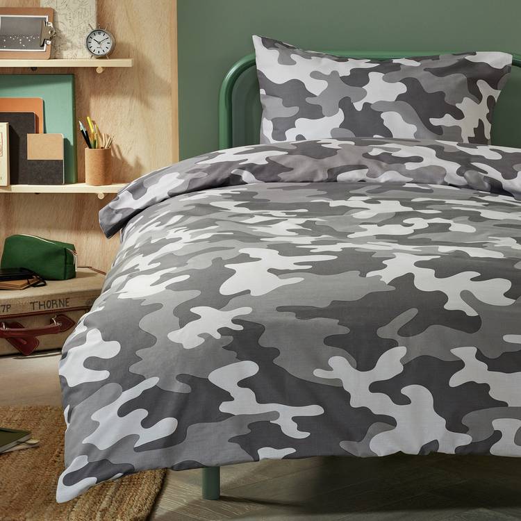 Argos Home Camo Grey Kids Bedding Set - Single 0