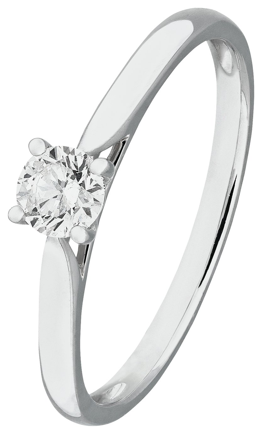 Revere 9ct White Gold 0.25ct Diamond Engagement Ring - I