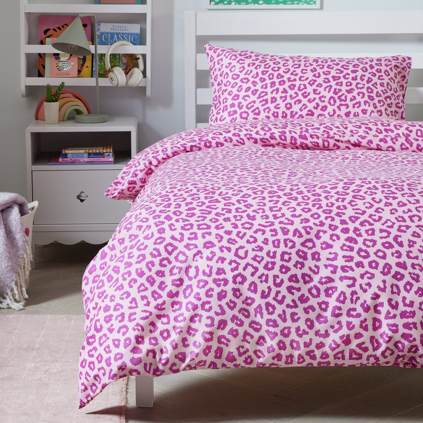 Argos Home Animal Print Pink Kids Bedding Set - Single