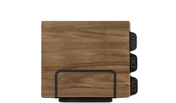 Solid wooden chopping board. With integrated dock and cutting bowl