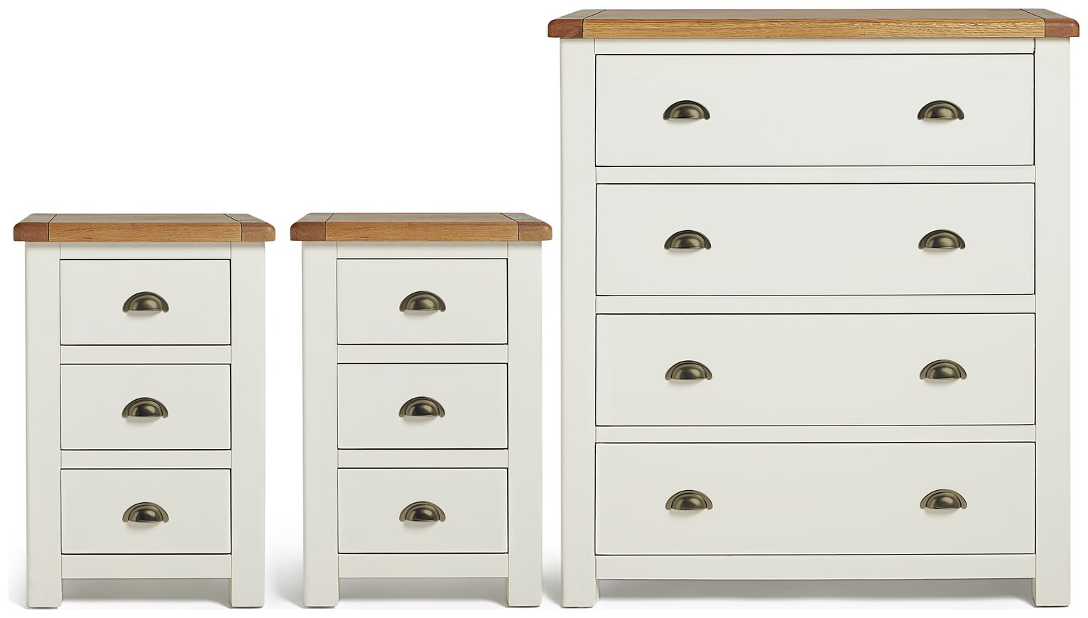 Habitat Kent 2 Bedsides & 4 Drawer Set - Cream  & Oak