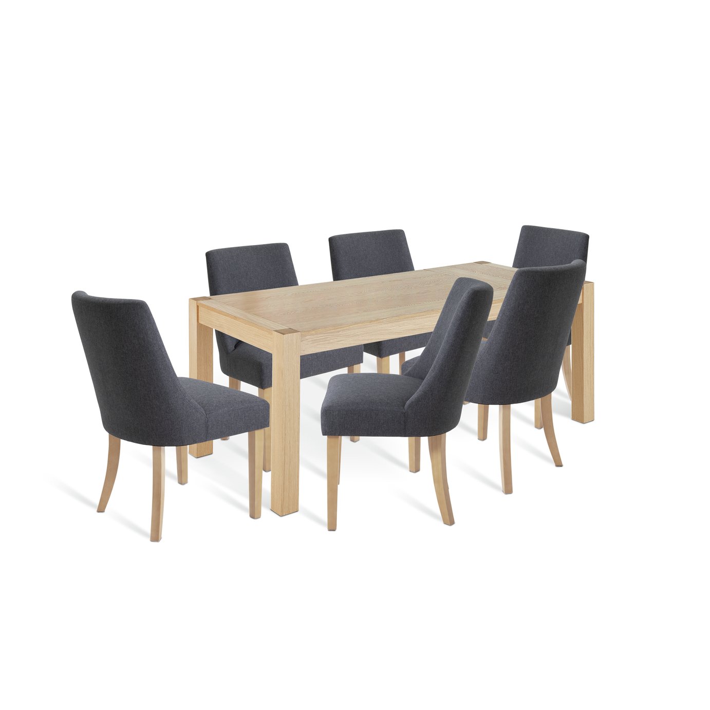 Habitat Alston Wood Extending Table & 6 Charcoal Chairs