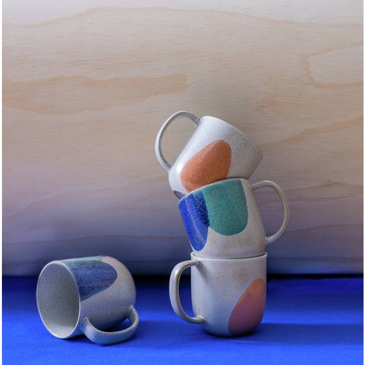 Habitat 60 Recast Set of 4 Stoneware Mugs - Multicoloured 0