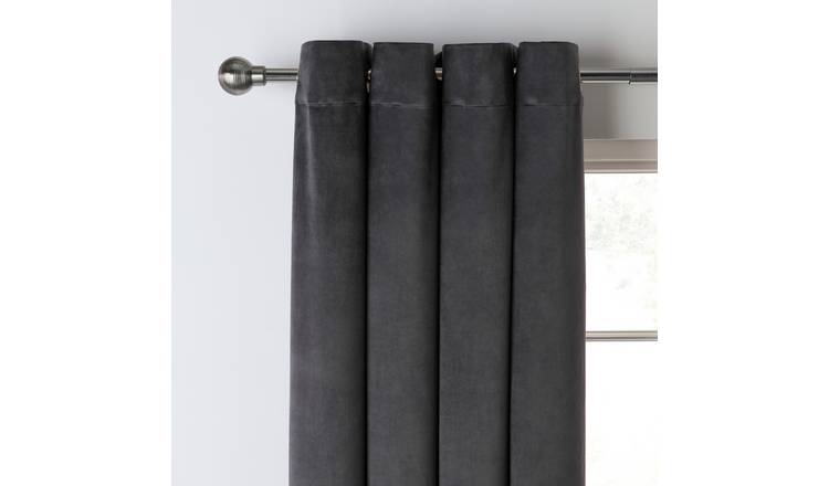 Habitat Plain Matt Velvet Eyelet Curtains - Grey