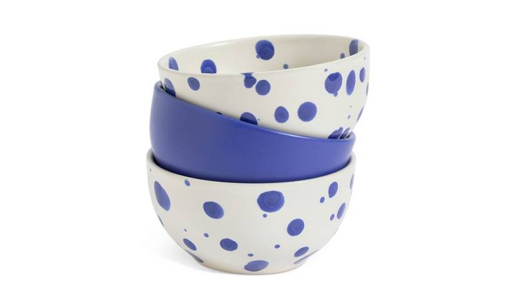 Habitat 60 Jackson Set of 3 Nibble Bowls - Blue