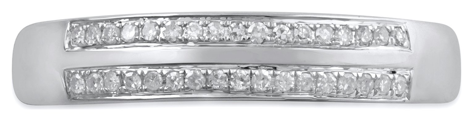 Revere 9ct White Gold 0.10cttw Diamond Two Row Band Ring -L Review