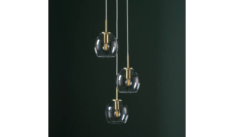 Shore Light Fabia Glass 3 Light Pendant Light - Gold