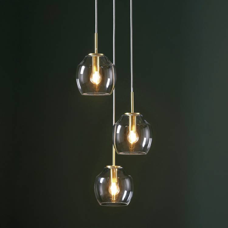 Shore Light Fabia Glass 3 Light Pendant Light - Gold 0