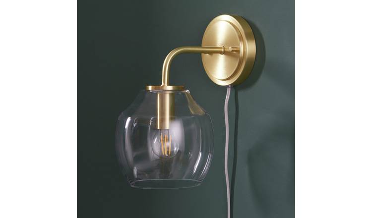 Plug in gold wall shop light