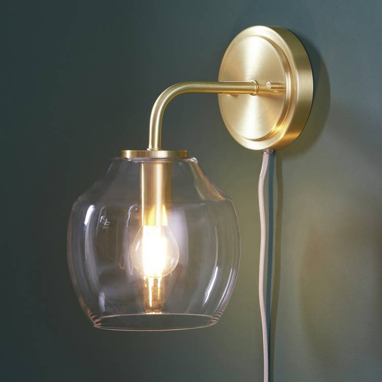 Shore Light Fabia Glass Plug in Wall Light - Gold 0