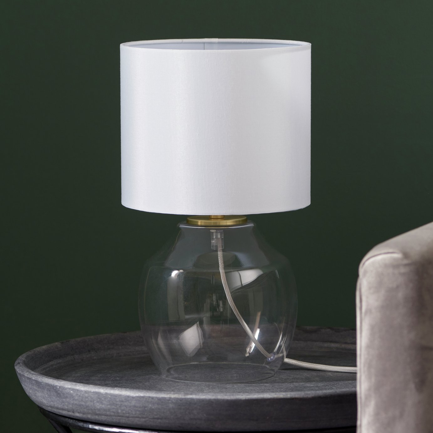 Shore Light Fabia Glass Table Lamp - Clear & White