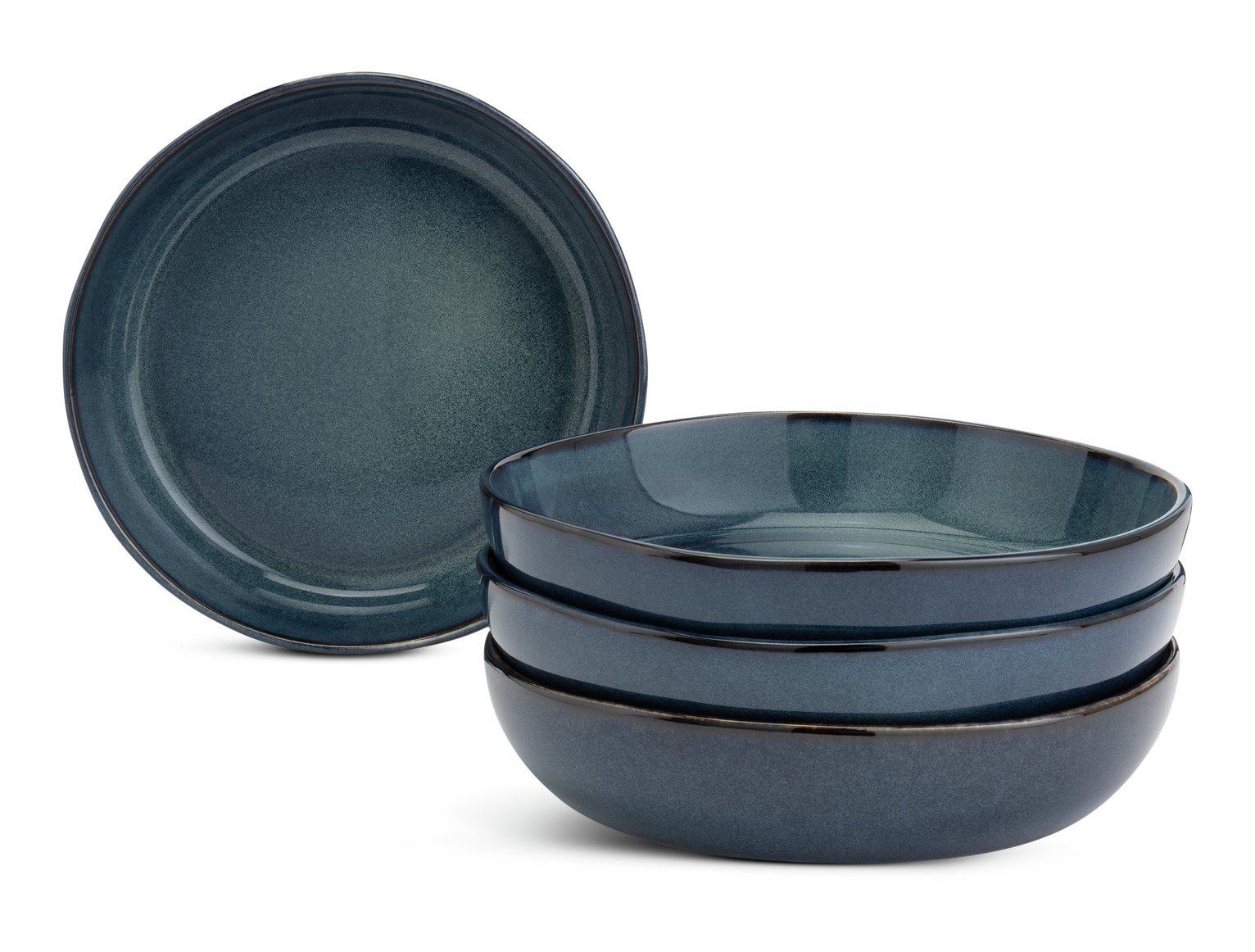 Habitat 4 Piece Reactive Stoneware Pasta Bowls - Navy