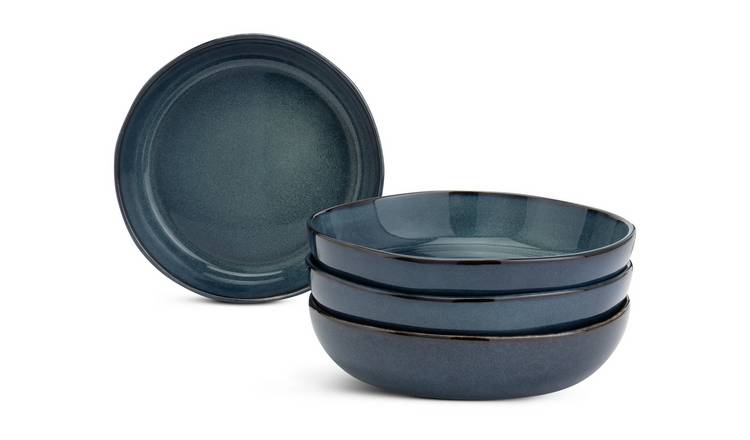 Buy Habitat 4 Piece Reactive Stoneware Pasta Bowls - Navy | Serving ...