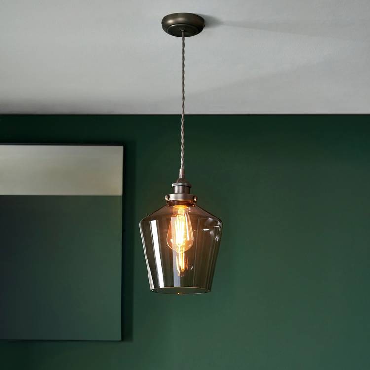 Shore Light Jamison Steel & Glass Pendant Light - Smoked 0