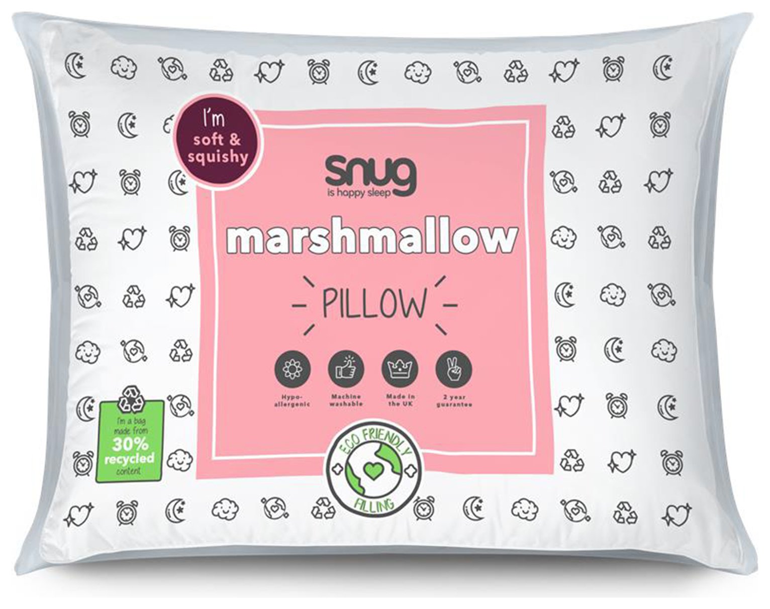 Snug Marshmallow Hollowfibre Medium Soft Pillow