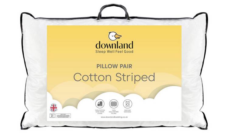 Buy Downland Non Allergic Cotton Striped Firm Pillow 2 Pack Pillows Argos