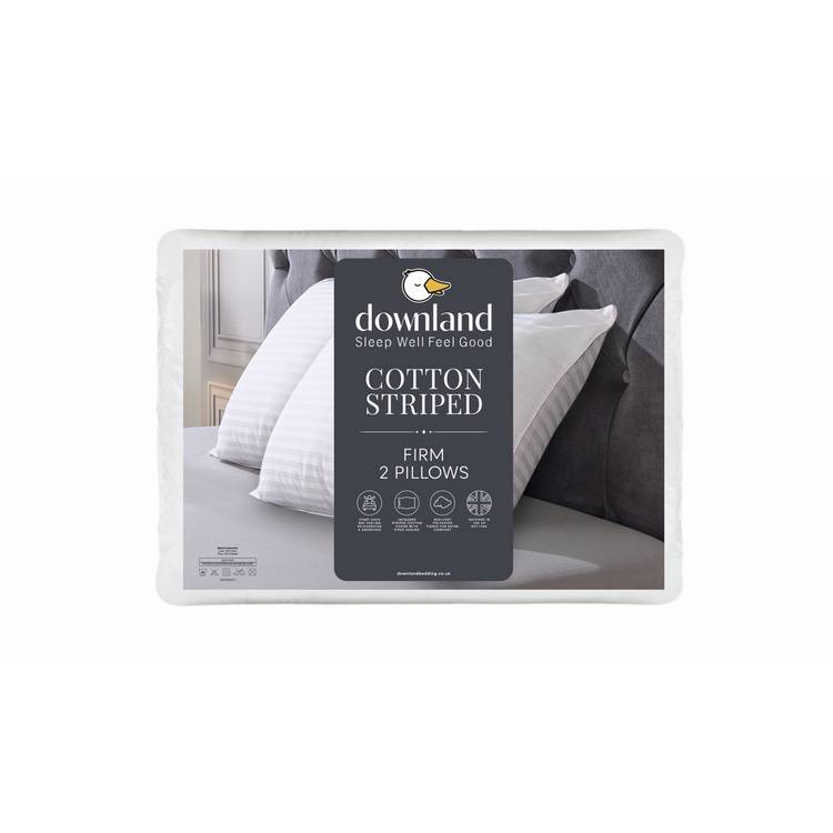 Downland Jacquard Cotton Striped Firm Pillow – 2 pack 0