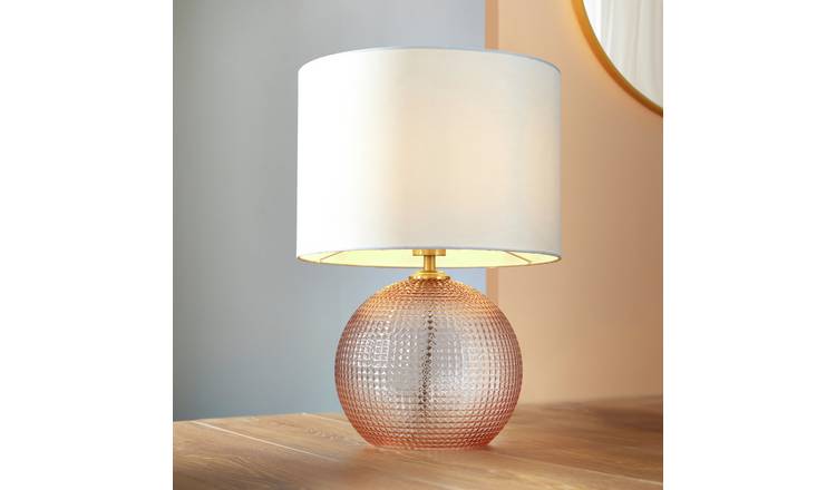 Buy Shore Light Marta 49cm Textured Glass Table Lamp Pink Ivory