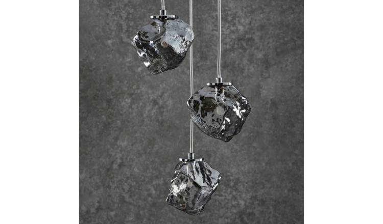 Shore Light Roxanne Glass 3 Light Pendant Light - Smoke Grey