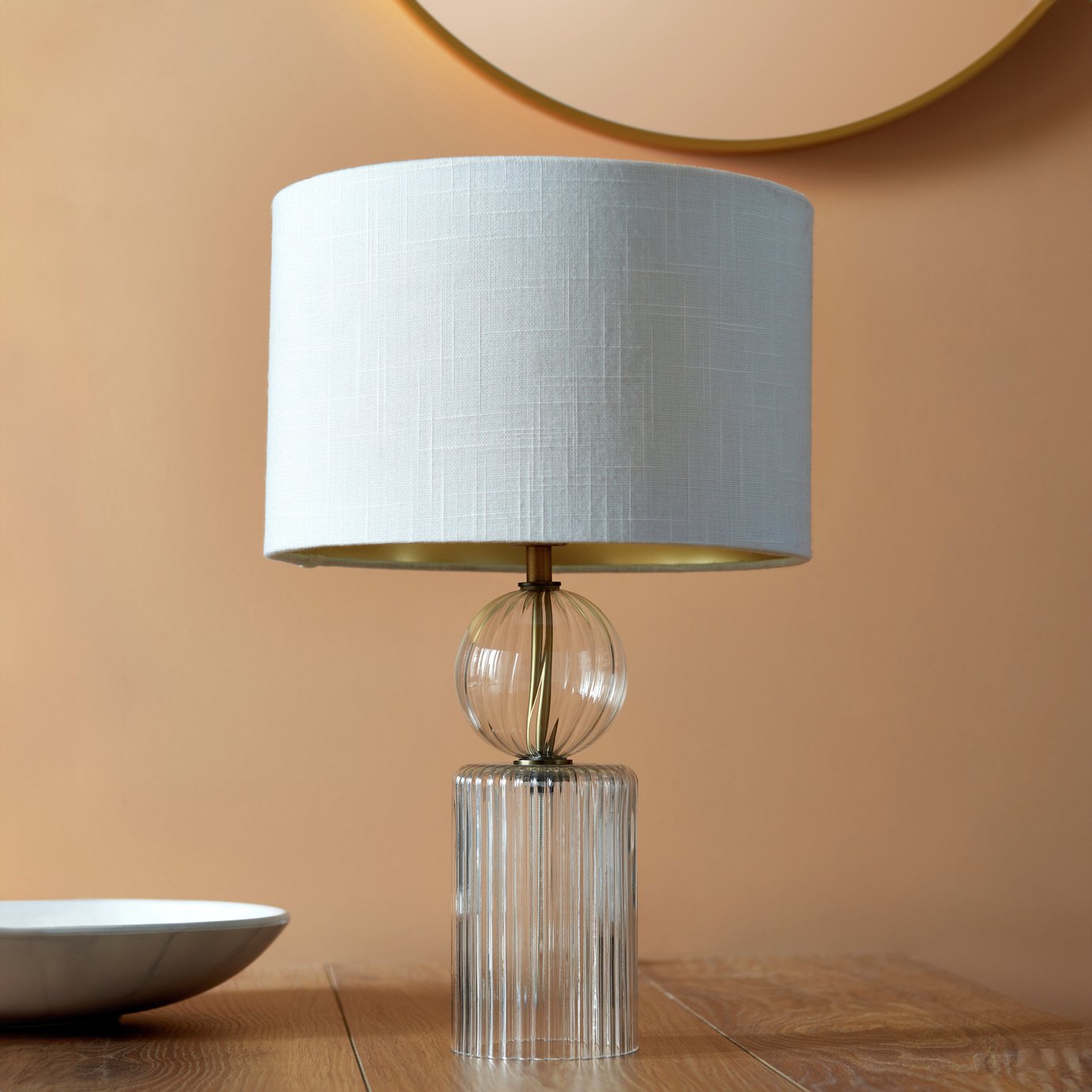 Shore Light Samantha 43cm Ribbed Glass Table Lamp - Clear