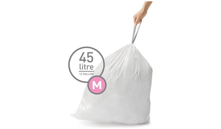 2 PACK simplehuman Code M 45 L Trash Bags 40 Liners Total White