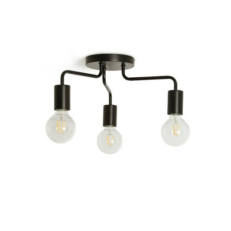 Habitat Rayner 3 Light Flush Ceiling Light - Black 0