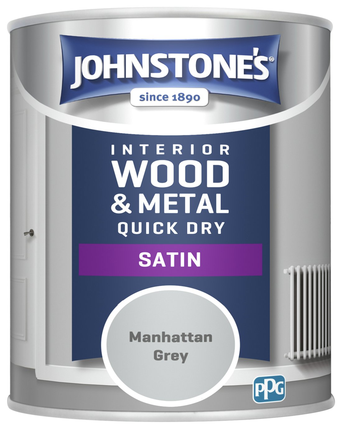 Johnstone's Quick Dry Satin Paint 750ML - Manhattan Grey