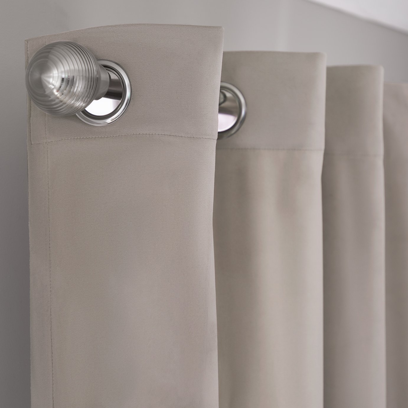 Habitat Matte Velvet Eyelet Curtain - Champagne 